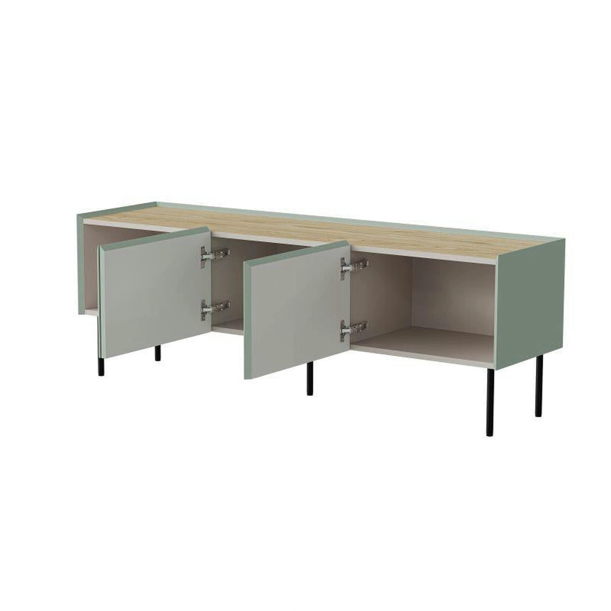 Comoda TV FELLINI, verde olive/stejar, 150x40x52 cm