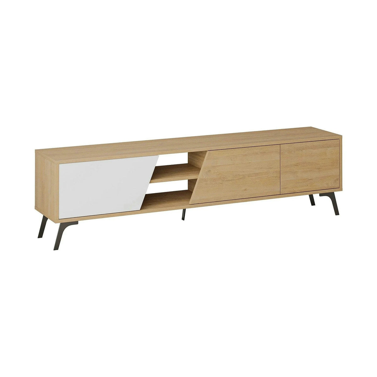 Comoda TV FIONA, stejar/alb, PAL melaminat, 180x36x48 cm