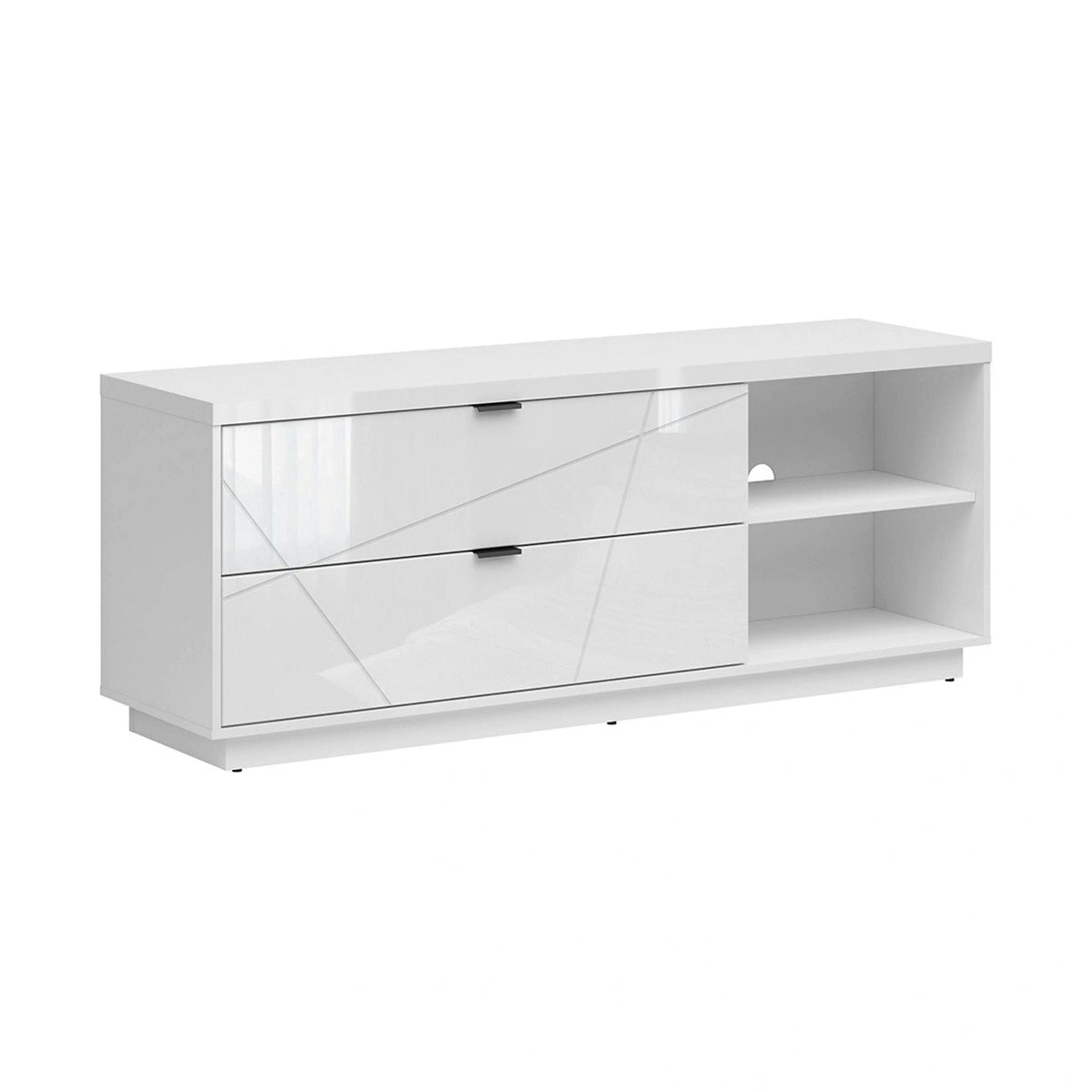 Comoda TV FORN, alb lucios, PAL, 156x43x61 cm