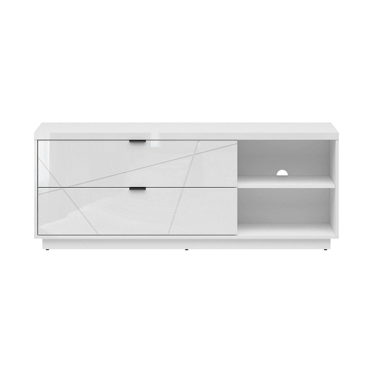 Comoda TV FORN, alb lucios, PAL, 156x43x61 cm