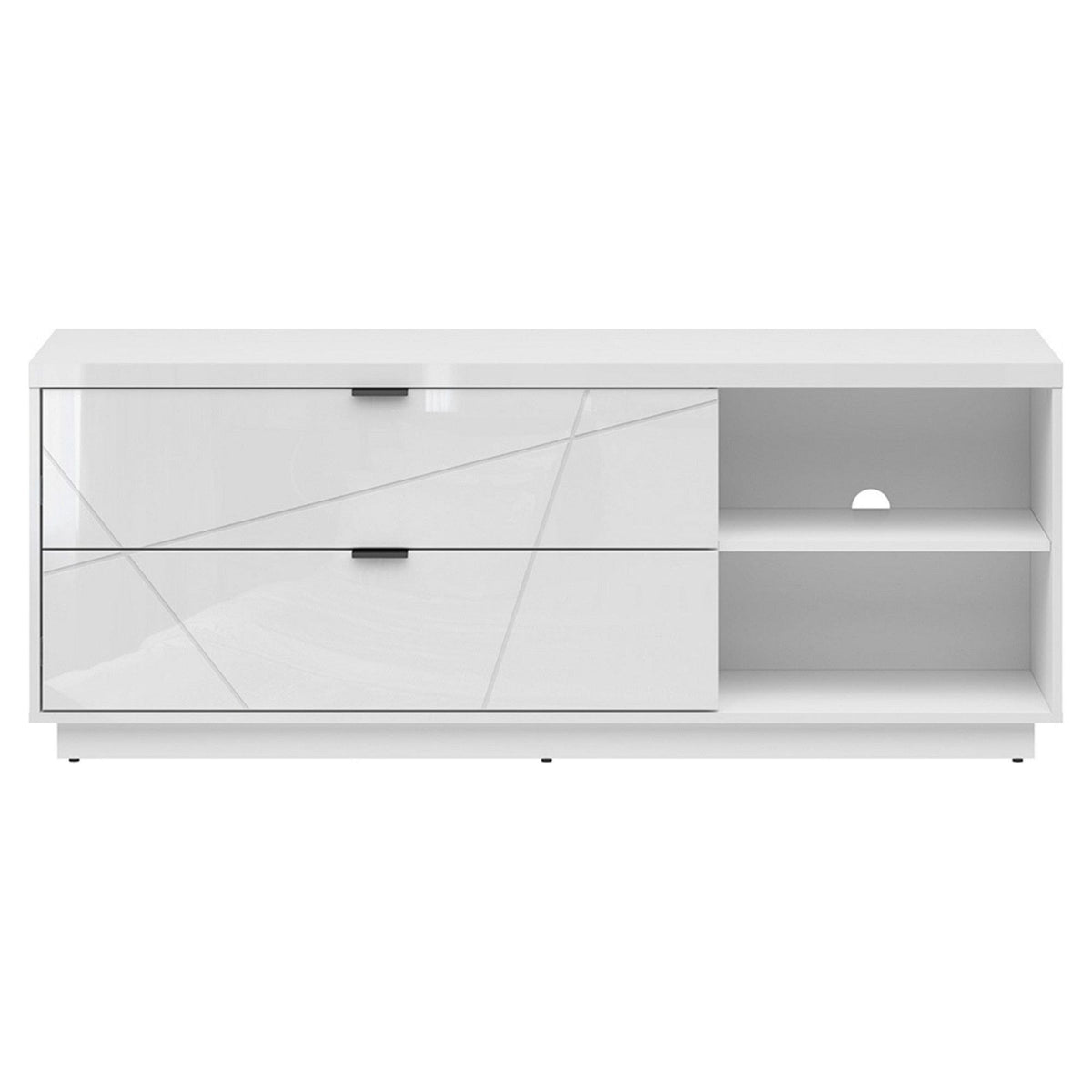 Comoda TV FORN, alb lucios, PAL, 156x43x61 cm