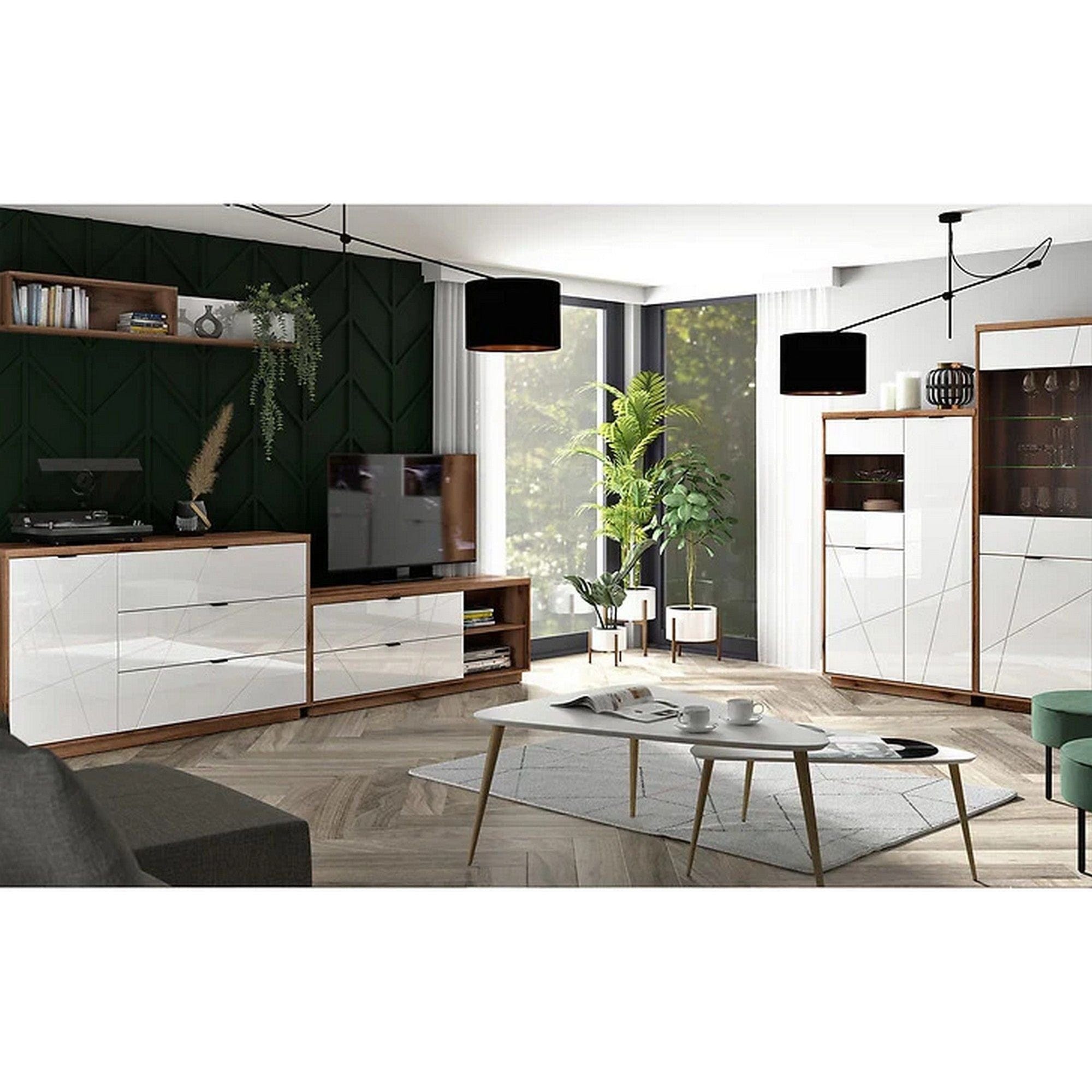 Comoda TV FORN, nuc/alb lucios, PAL melaminat, 156x43x61 cm