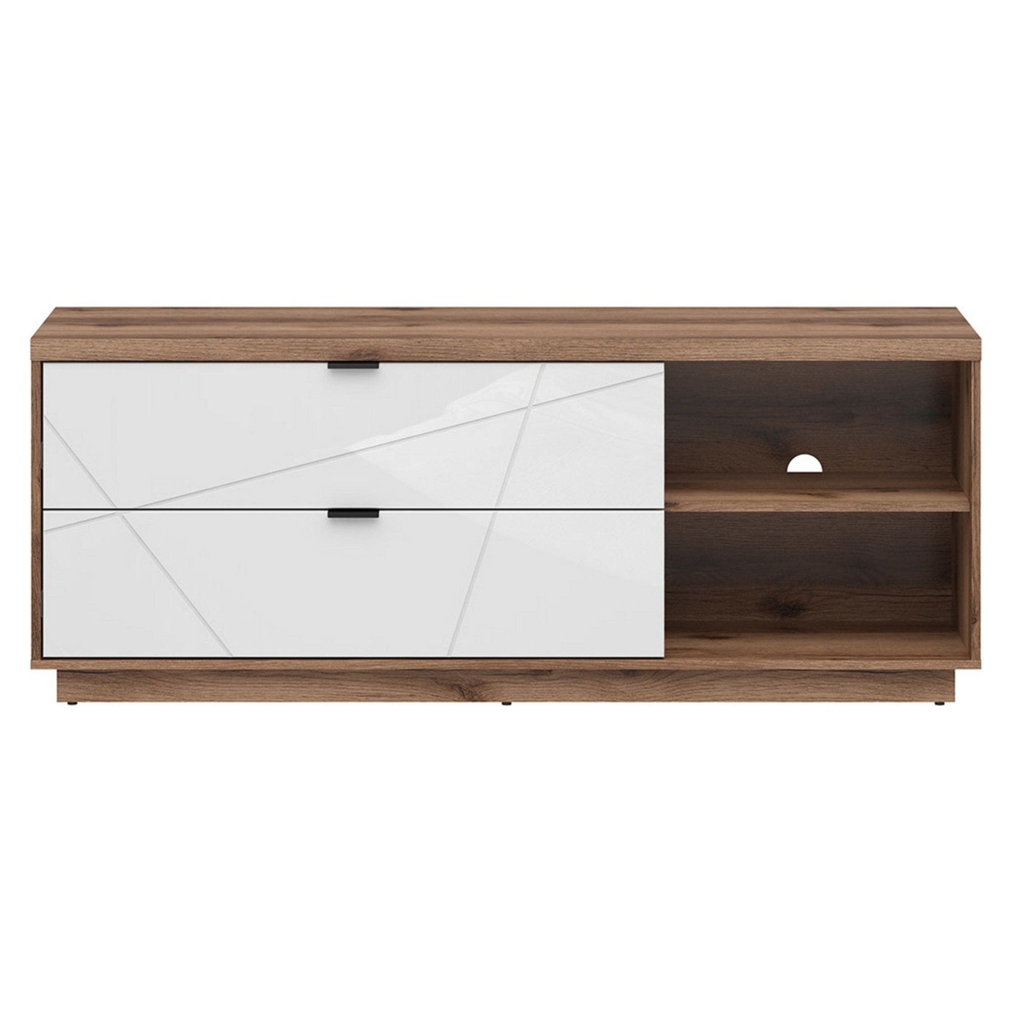 Comoda TV FORN, nuc/alb lucios, PAL melaminat, 156x43x61 cm