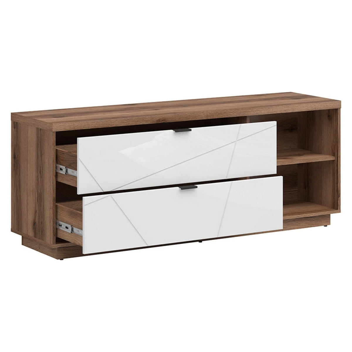 Comoda TV FORN, nuc/alb lucios, PAL melaminat, 156x43x61 cm