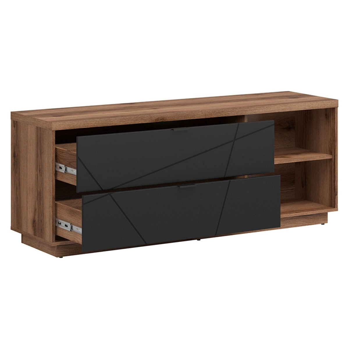 Comoda TV FORN, nuc/negru mat, PAL melaminat, 156x43x61 cm