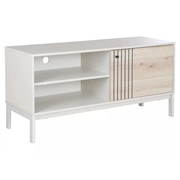 Comoda TV FROST 2, stejar alpin/alb, PAL/metal, 120x40x58 cm