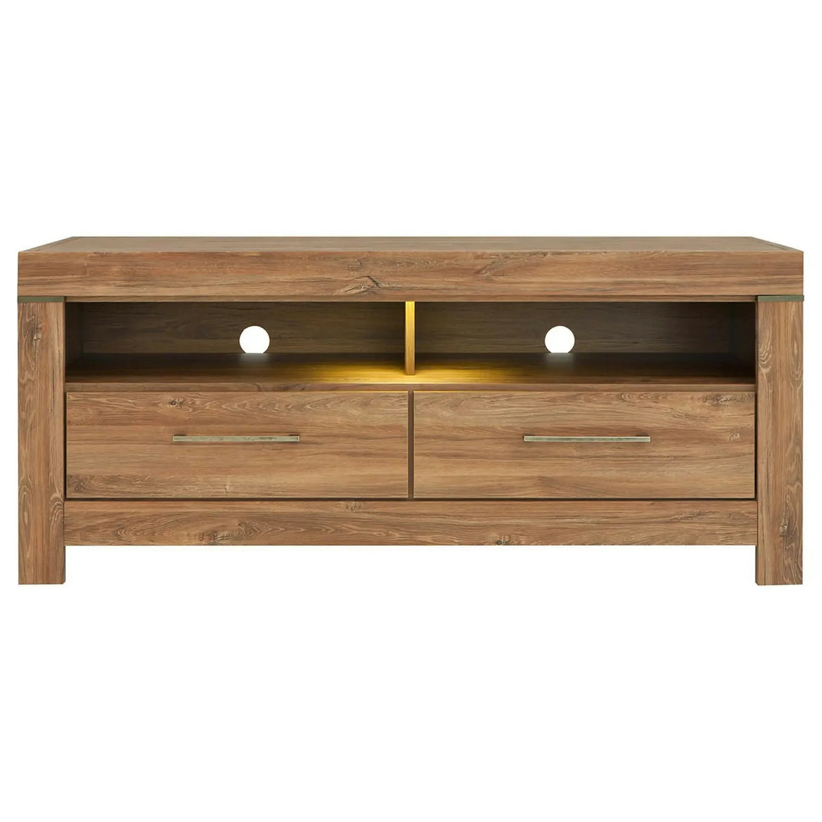 Comoda TV GENT, stejar, PAL, cu iluminare LED, 139x54x60 cm
