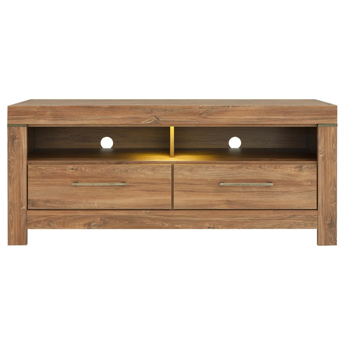 Comoda TV GENT, stejar, PAL, cu iluminare LED, 139x54x60 cm