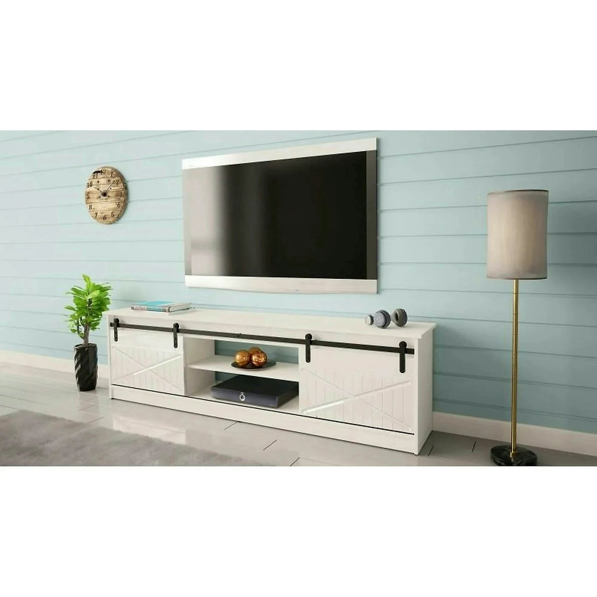 Comoda TV GRANERO, alb, PAL laminat, 200x35x57 cm