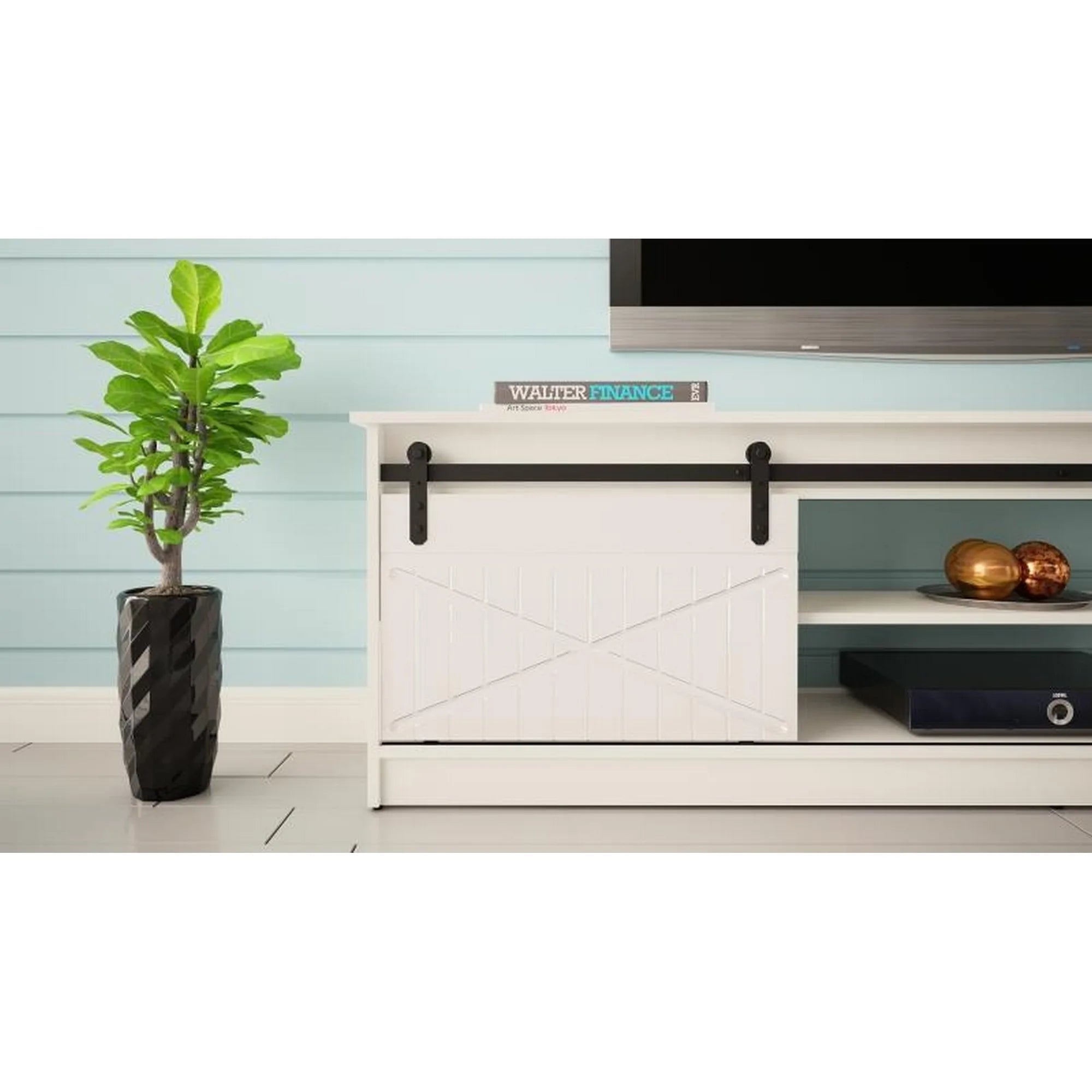 Comoda TV GRANERO, alb, PAL laminat, 200x35x57 cm