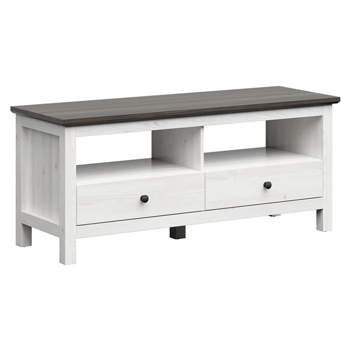 Comoda TV HESEN, alb/pin larico, PAL, 137x47x59 cm