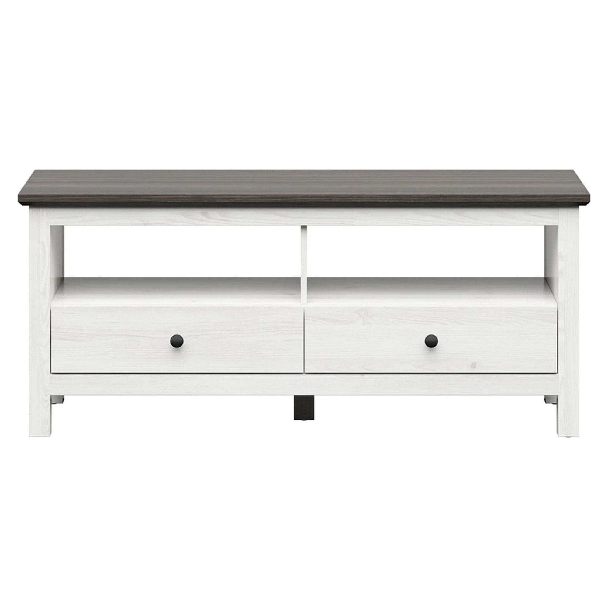 Comoda TV HESEN, alb/pin larico, PAL, 137x47x59 cm