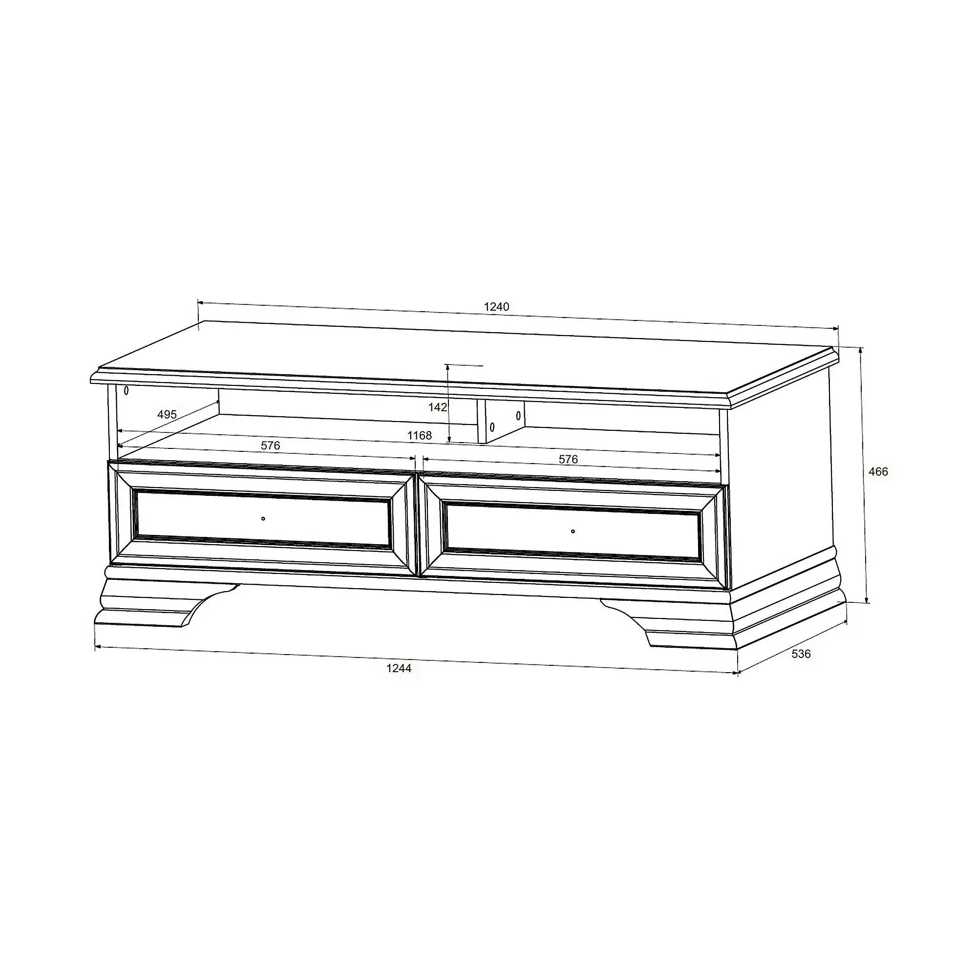 Comoda TV IDENTO, alb, PAL/MDF, 124x54x47 cm
