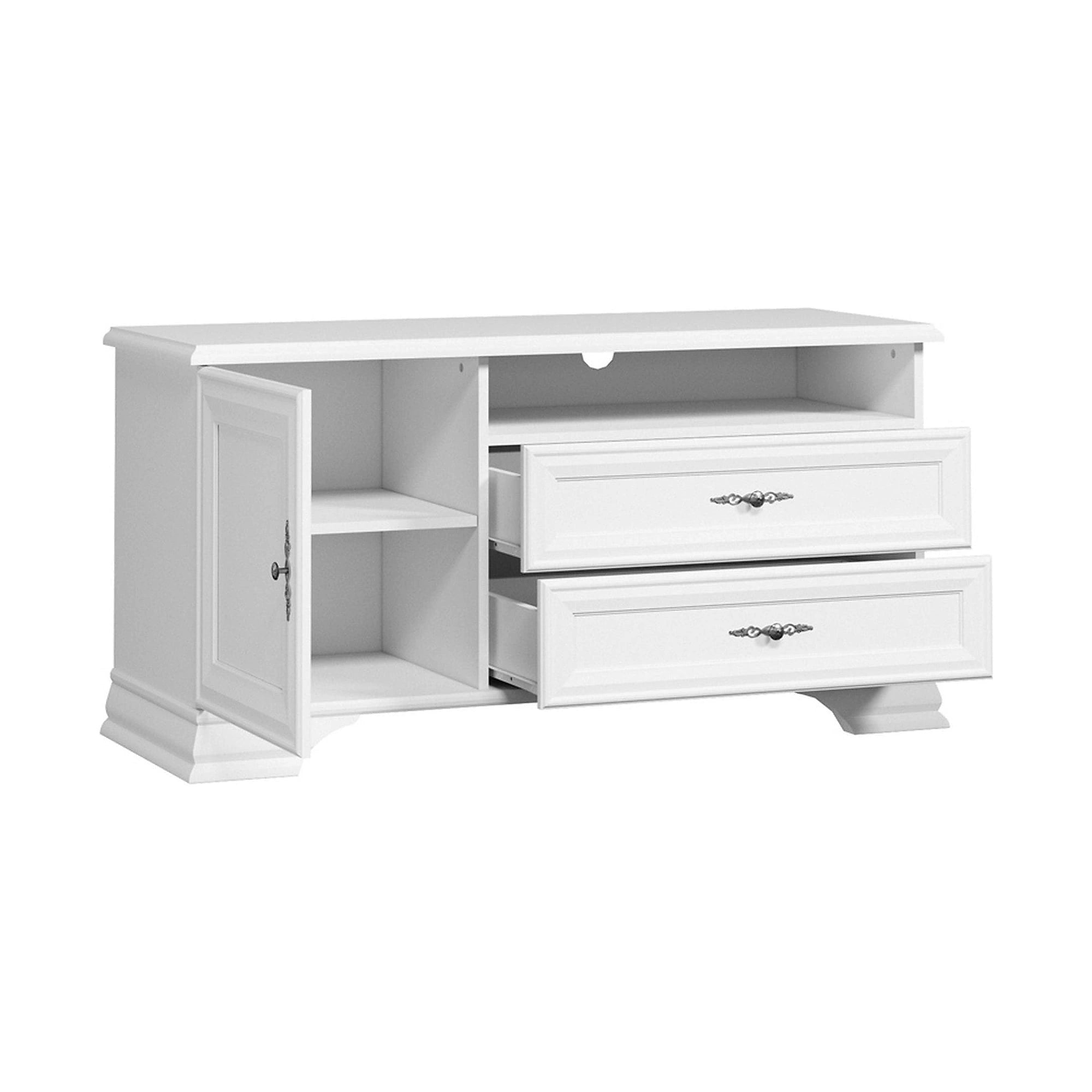 Comoda TV IDENTO B, alb, PAL, 125x44x64 cm