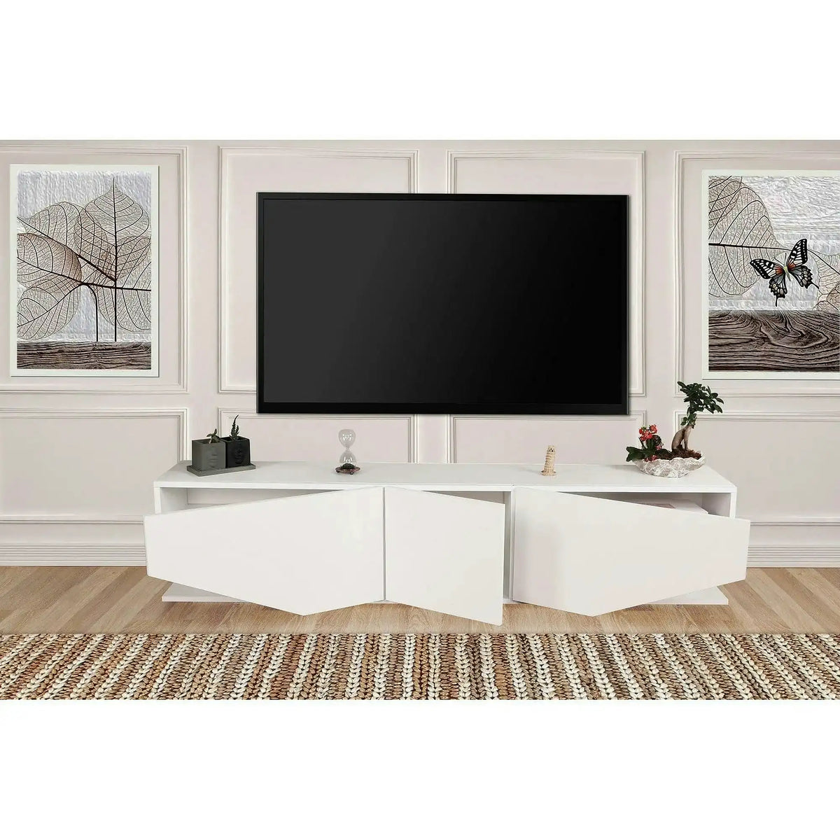Comoda TV INCI, alb, PAL melaminat, 180x30x40 cm