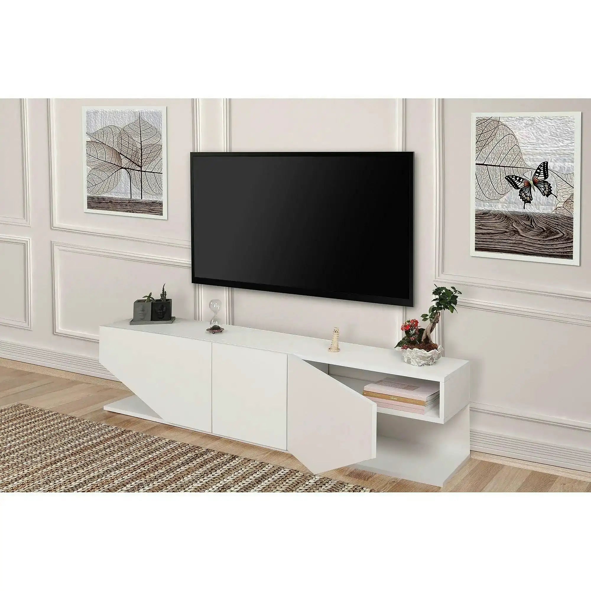 Comoda TV INCI, alb, PAL melaminat, 180x30x40 cm