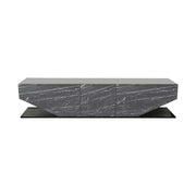 Comoda TV INCI, negru cu efect de marmura, PAL melaminat, 180x30x45 cm