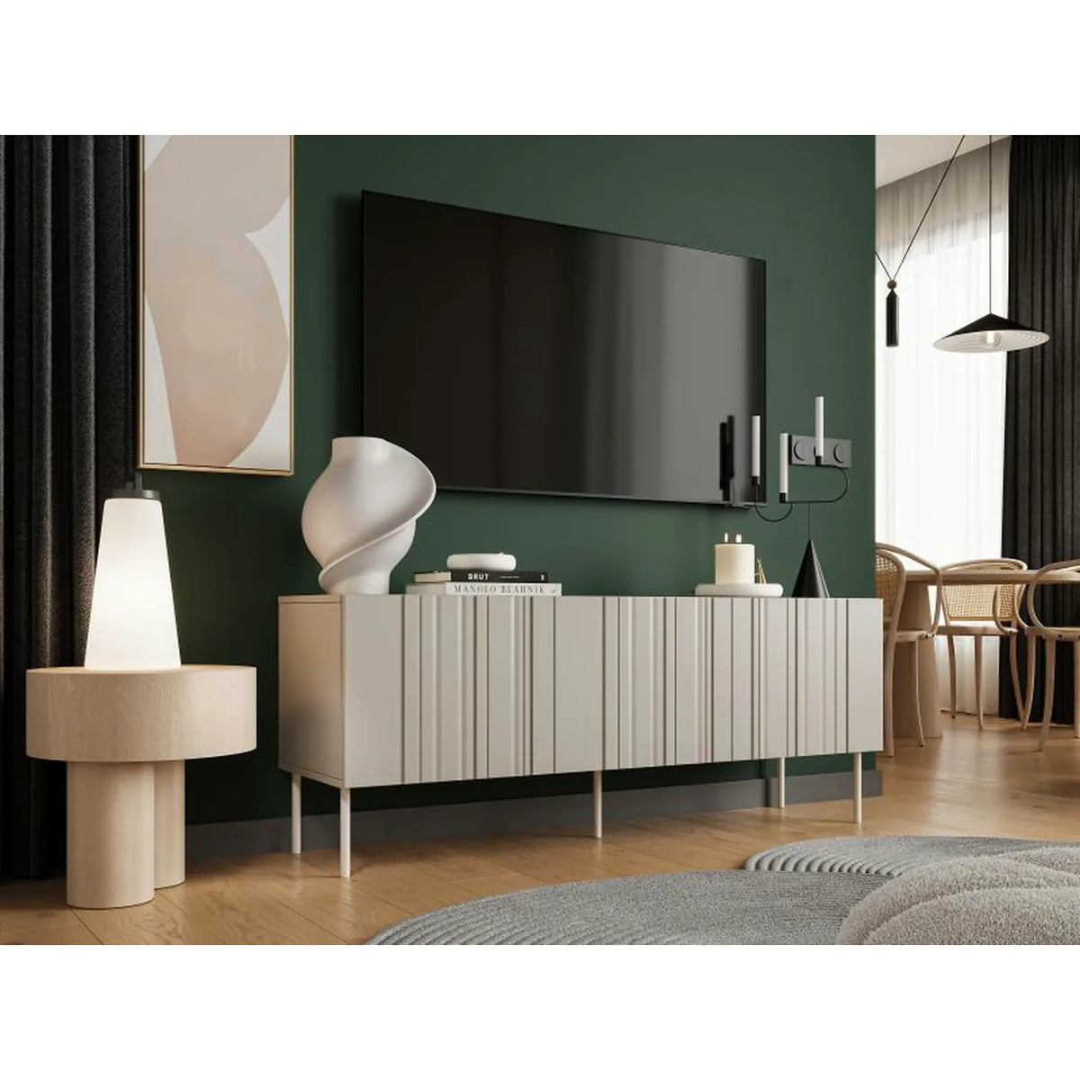 Comoda TV ISLA, bej, PAL laminat, 151x40x60 cm