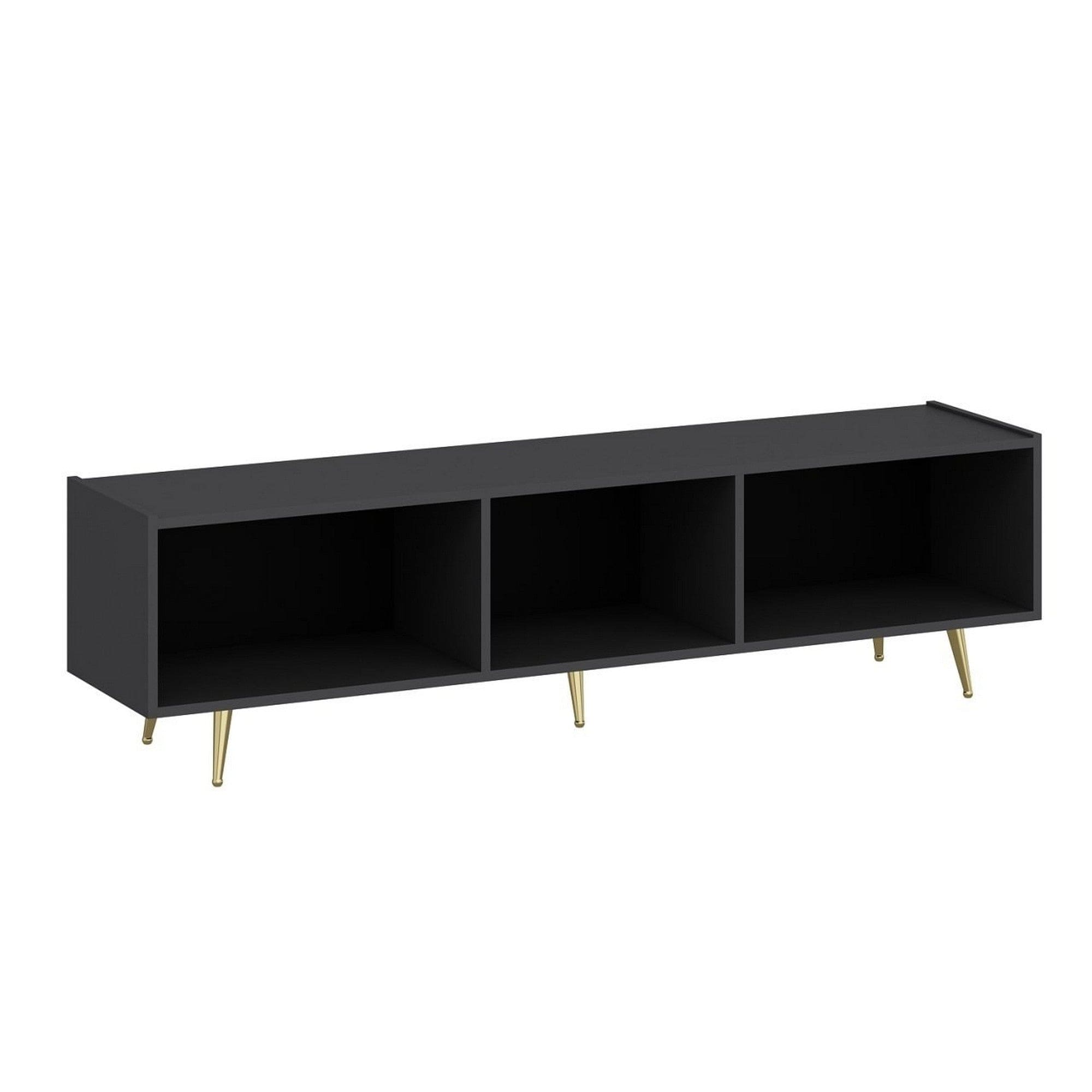 Comoda TV JOSE, gri/auriu, PAL melaminat, 180x42x50 cm