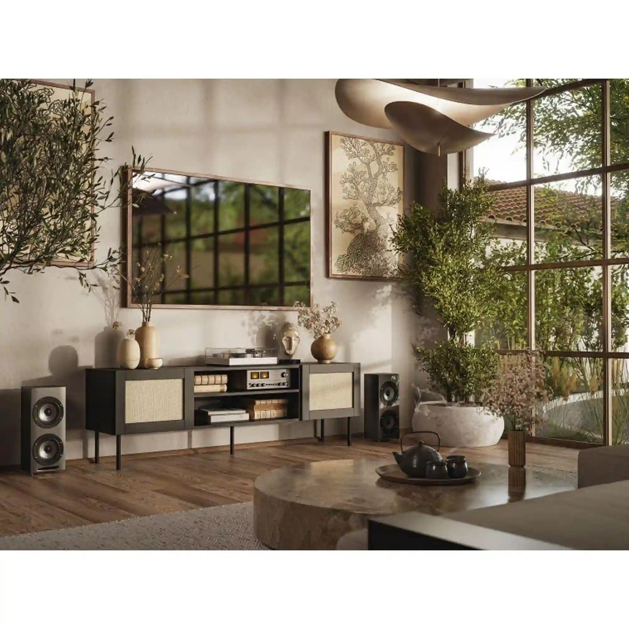 Comoda TV JUTA, negru, 180x40x56 cm