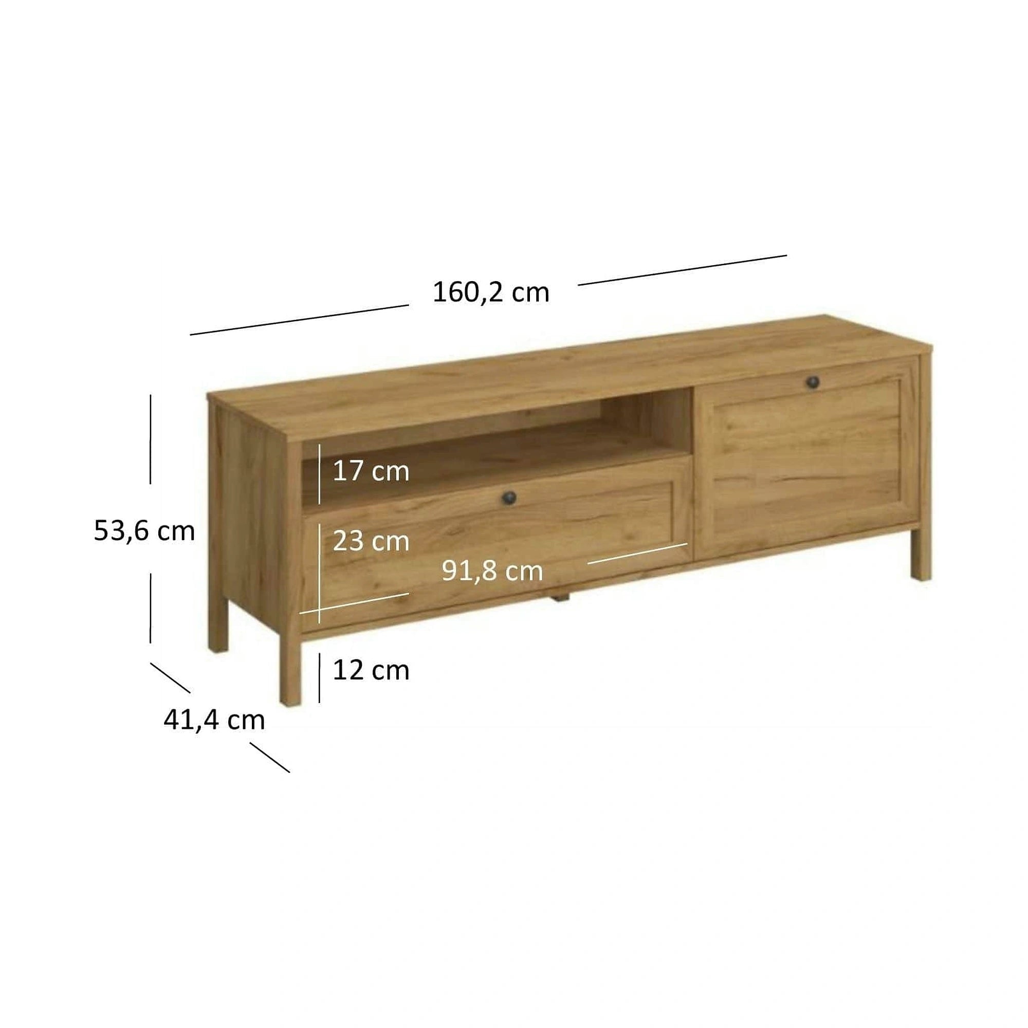 Comoda TV KLARK, stejar auriu, PAL laminat, 160x42x54 cm