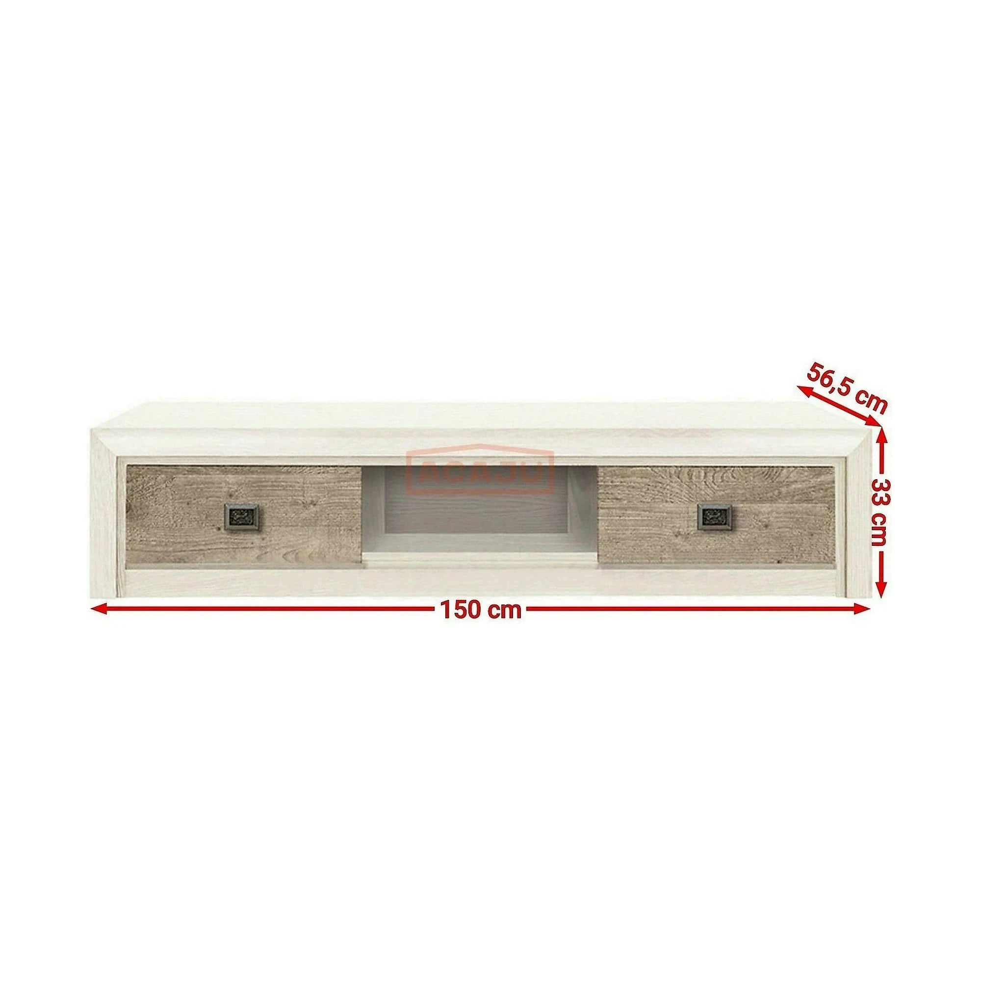 Comoda TV KOEN 2, pin canyon/stejar Karbel, PAL, 150x57x33 cm