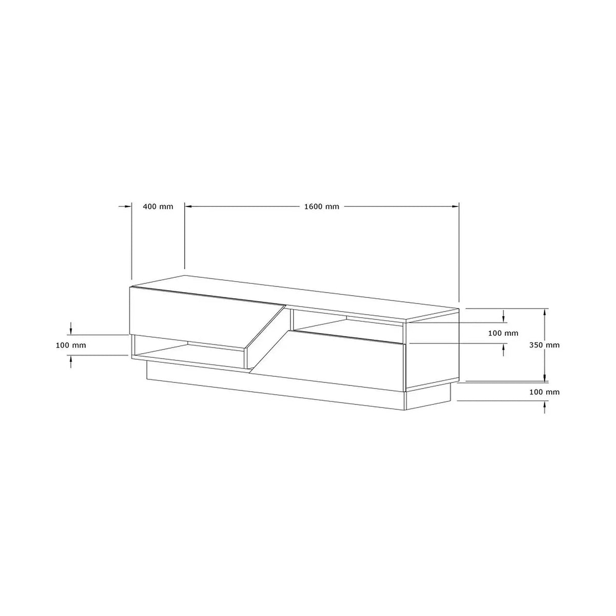 Comoda TV KOZA, bej cu efect de marmura, PAL melaminat, 160x40x45 cm