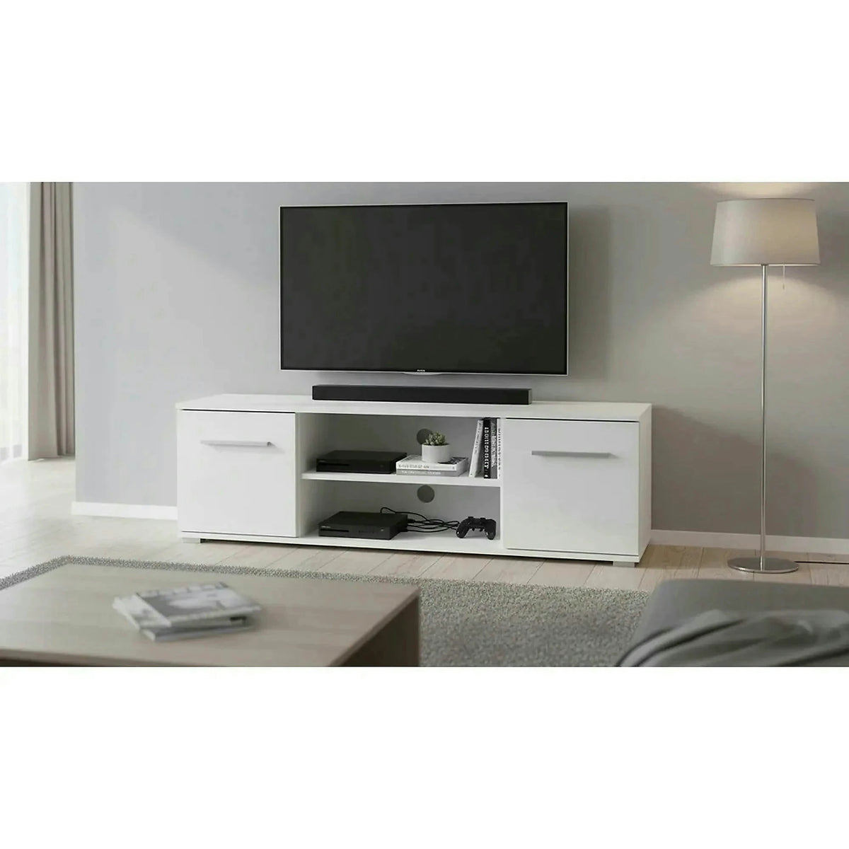 Comoda TV Lima, alb, PAL laminat, 137x40x44 cm