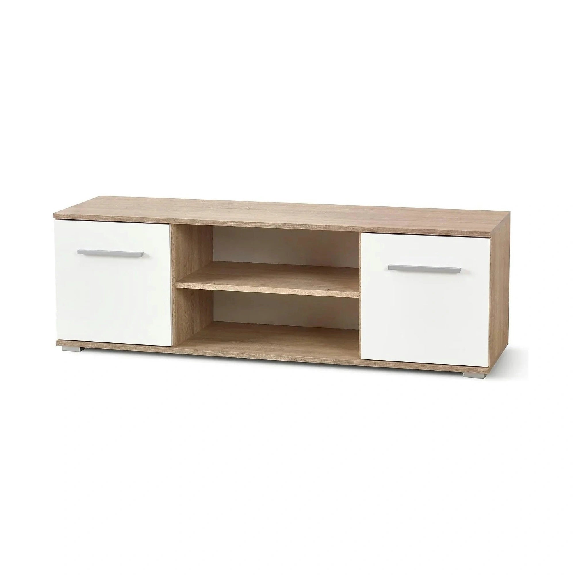 Comoda TV LIMA, alb/stejar sonoma, PAL laminat, 137x40x44 cm