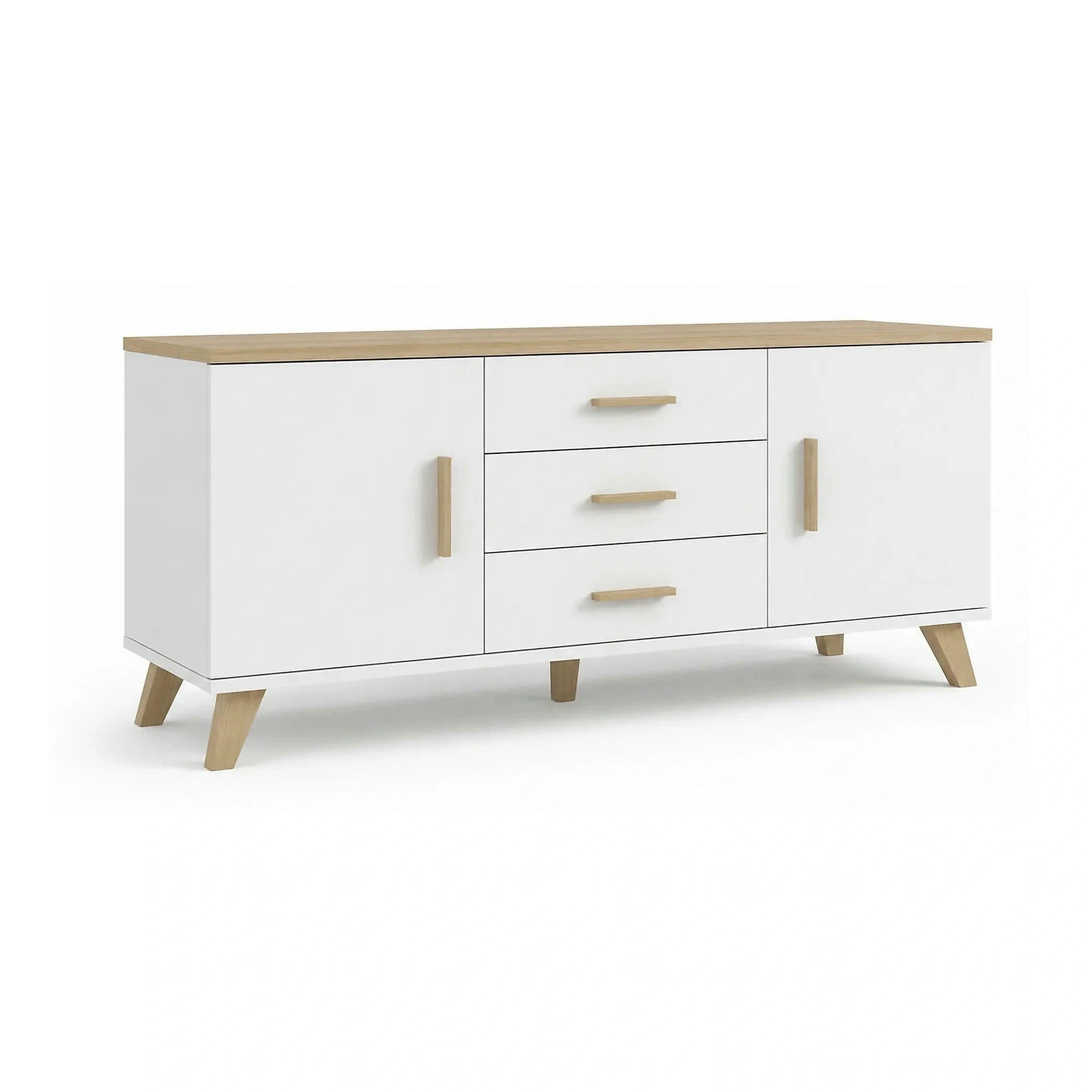 Comoda TV LOTTA, alb/stejar sonoma, PAL, 150x45x69 cm