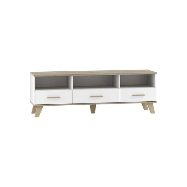 Comoda TV LOTTA, alb/stejar sonoma, PAL, 180x40x53 cm