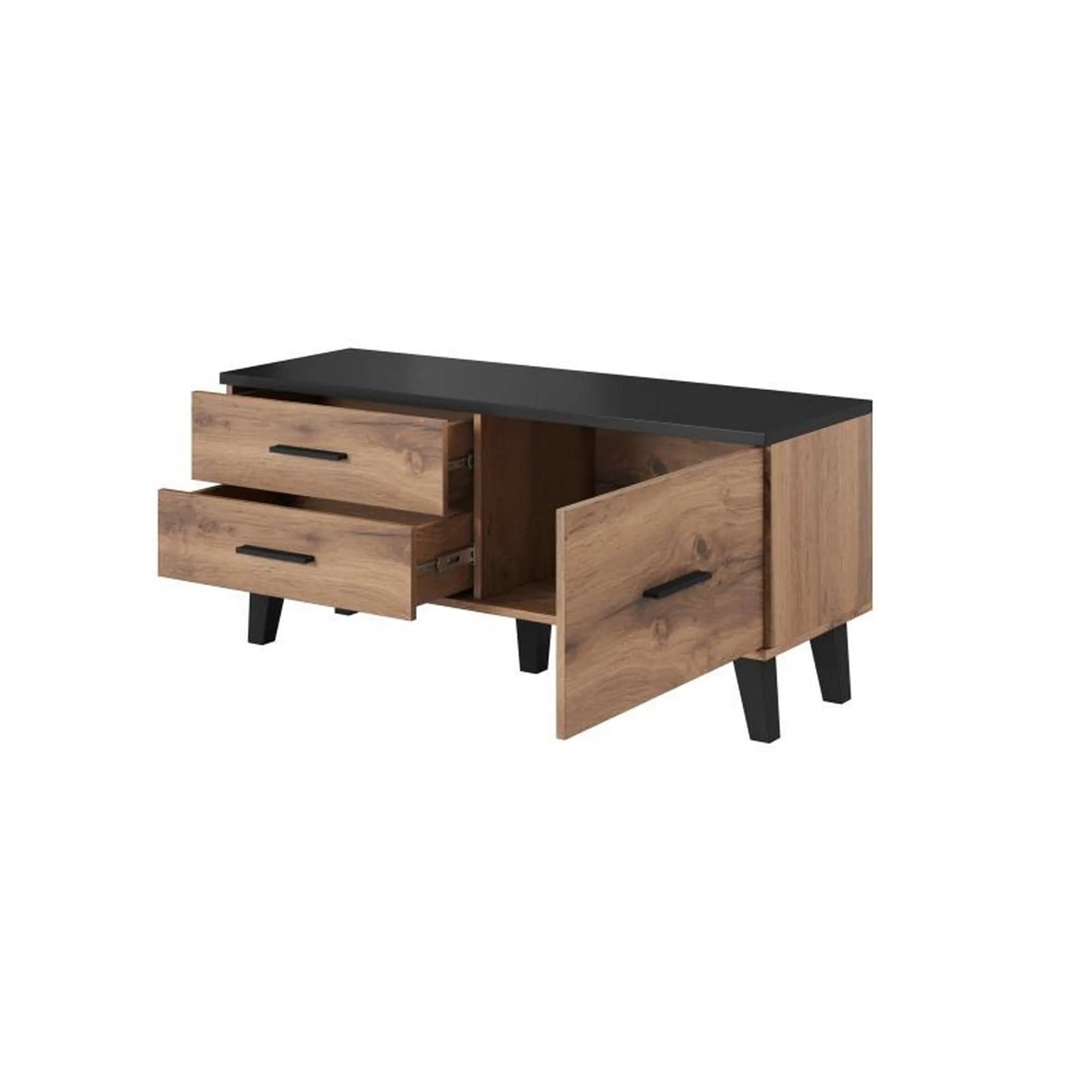 Comoda TV LOTTA, stejar wotan/negru, PAL, 120x40x53 cm