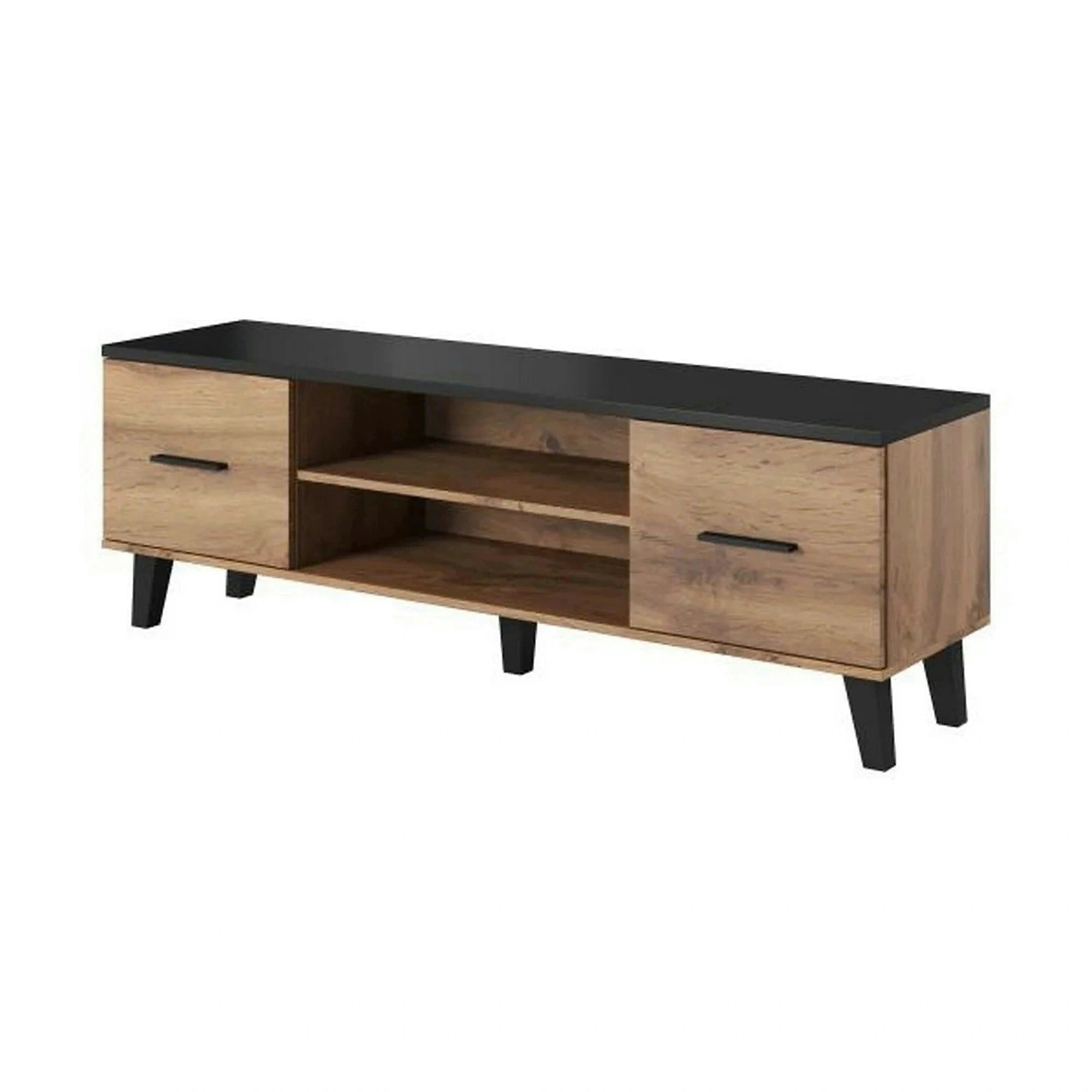 Comoda TV LOTTA, stejar wotan/negru, PAL, 160x40x53 cm