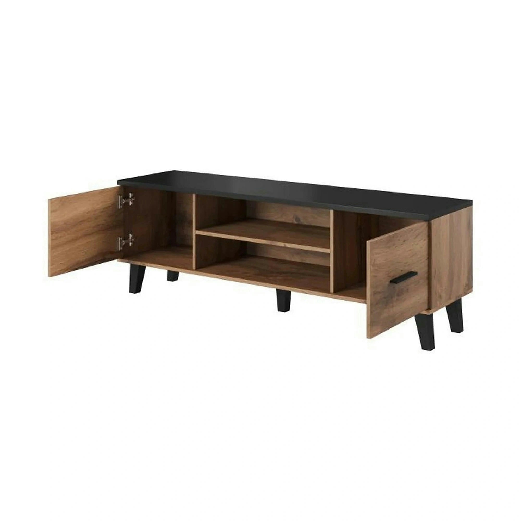 Comoda TV LOTTA, stejar wotan/negru, PAL, 160x40x53 cm