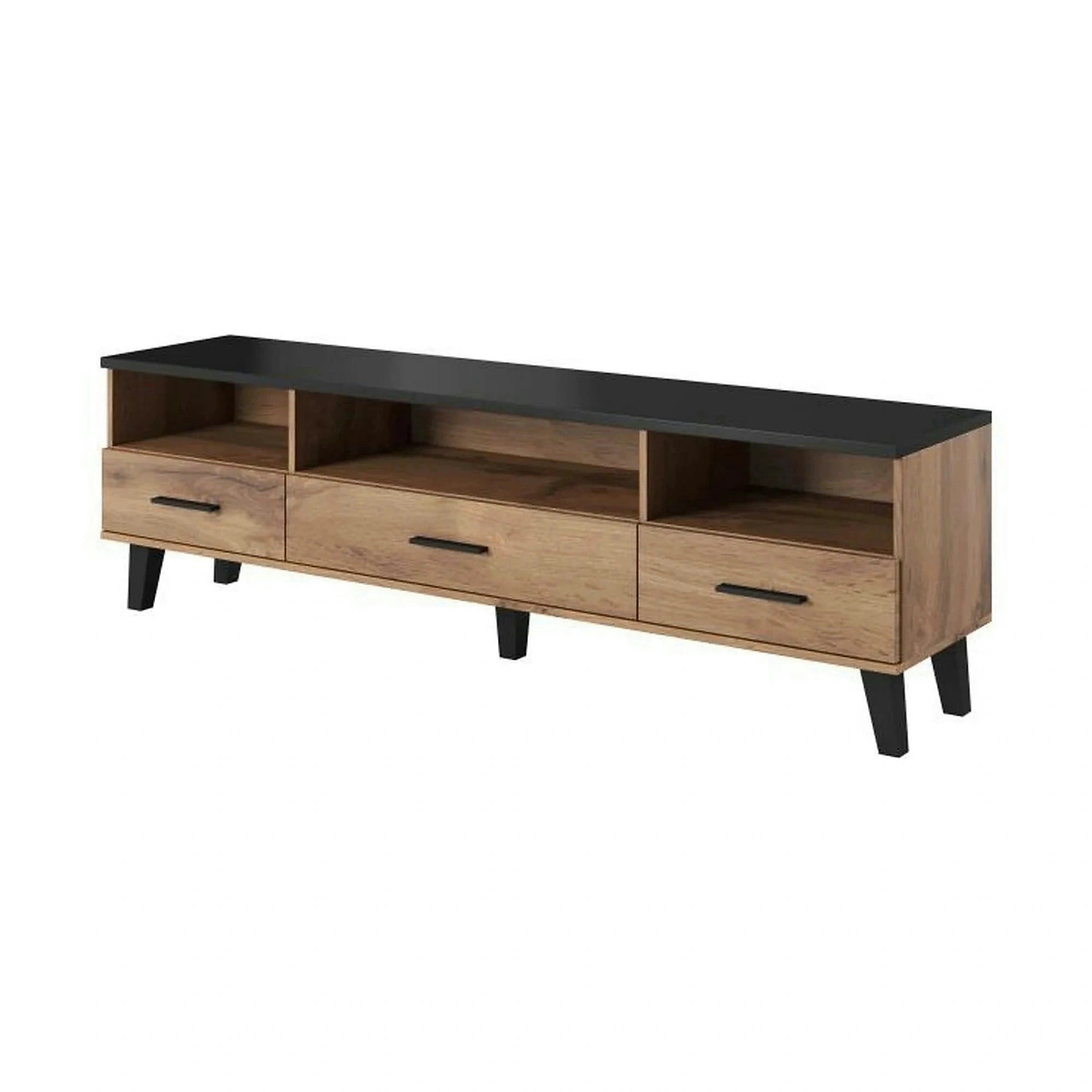 Comoda TV LOTTA, stejar wotan/negru, PAL, 80x40x53 cm