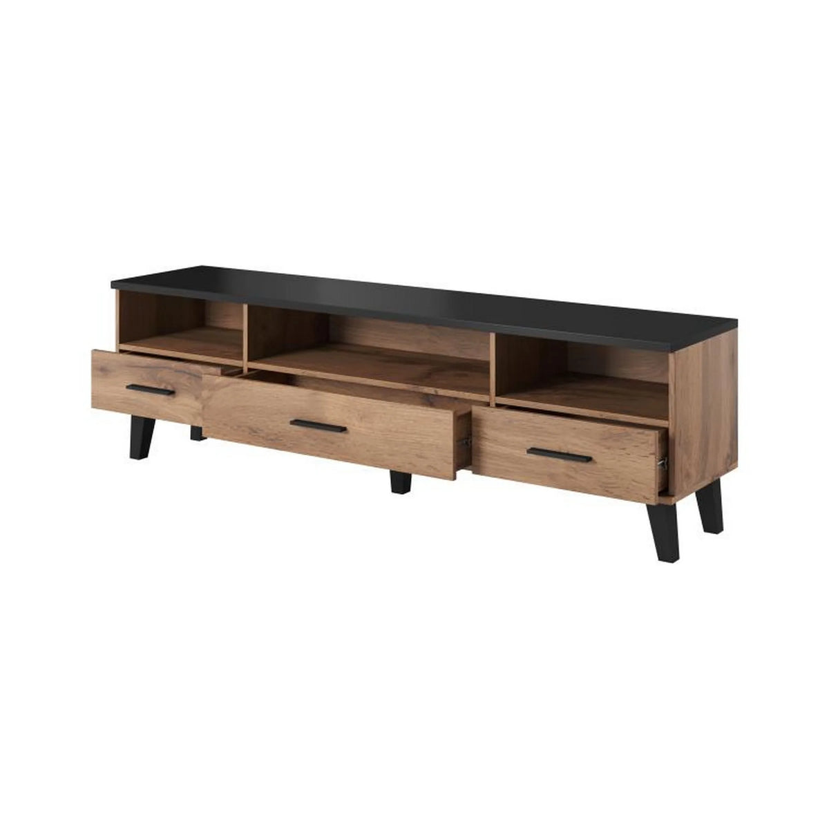 Comoda TV LOTTA, stejar wotan/negru, PAL, 80x40x53 cm