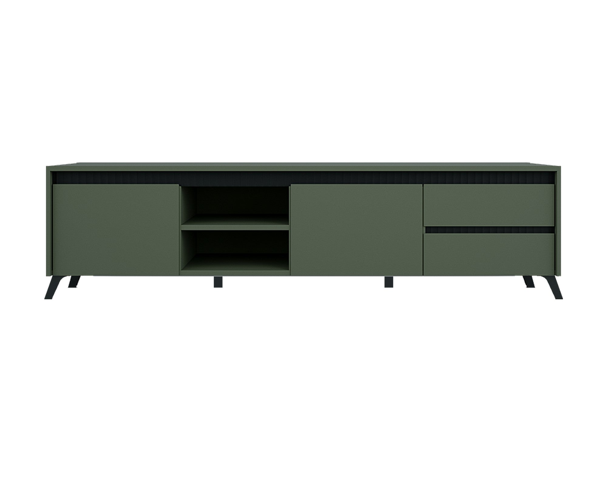 Comoda TV LOUNGE 2, verde/negru, PAL, 206x45x54 cm