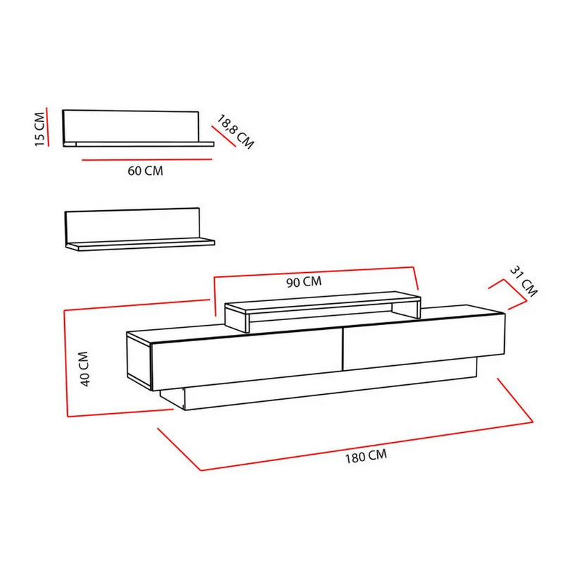 Mobilier living LUSI, stejar miere/alb, PAL melaminat, 3 piese