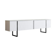 Comoda TV Luxe, alb/negru, PAL/metal, 180x30x50 cm
