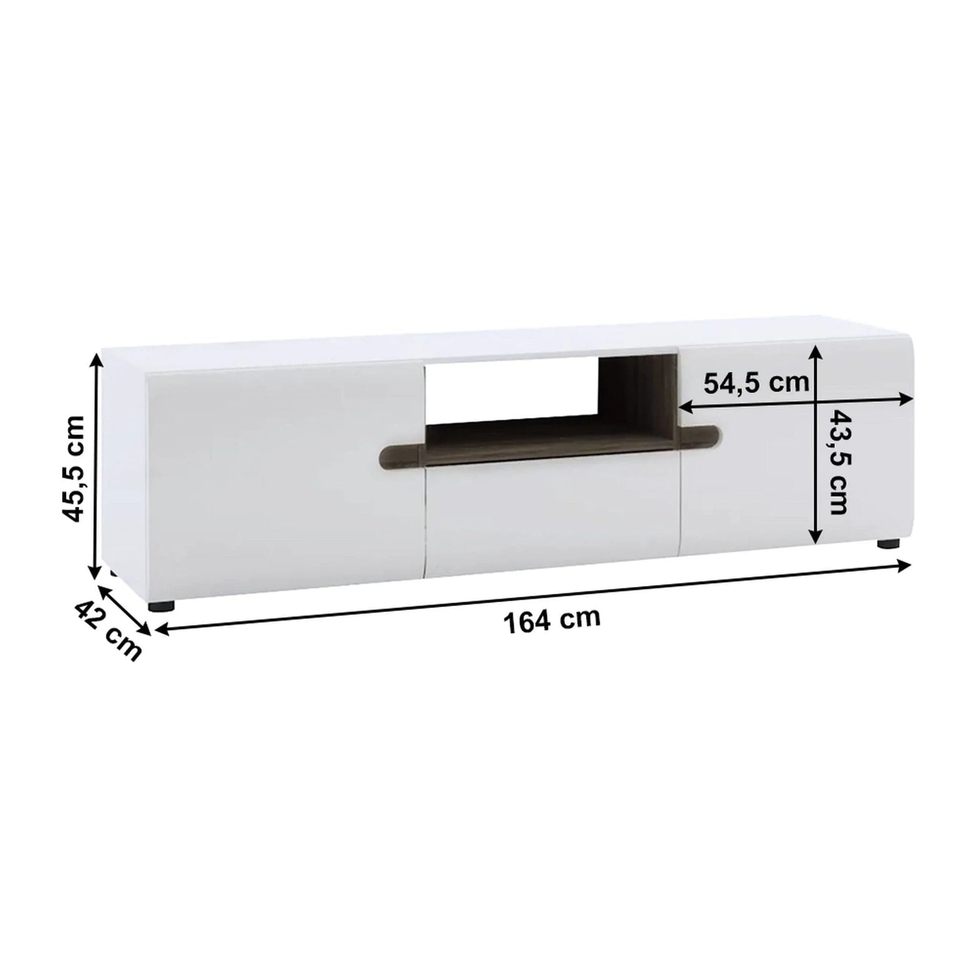 Comoda TV LYNATET TYP 50, alb lucios HG/stejar sonoma truflu, PAL, 164x42x46 cm