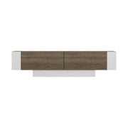 Comoda TV Matera, stejar inchis/alb, PAL melaminat, 150x32x42 cm