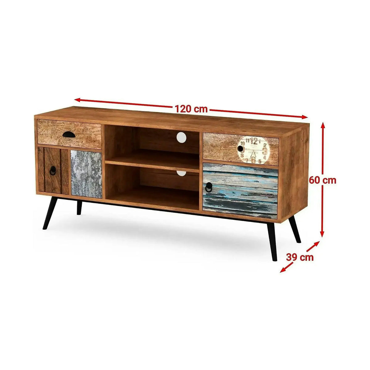 Comoda TV MEZO, multicolor, PAL/otel, 120x39x60 cm
