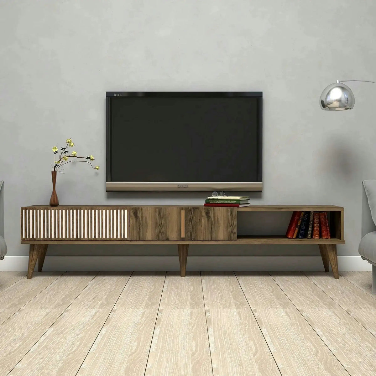 Comoda TV MILAN, nuc, PAL melaminat, 180x35x40 cm