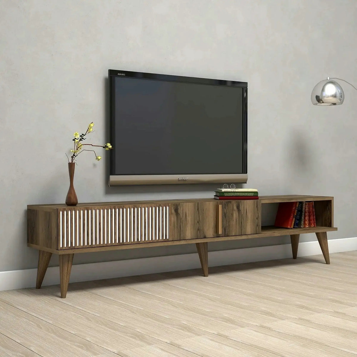 Comoda TV MILAN, nuc, PAL melaminat, 180x35x40 cm