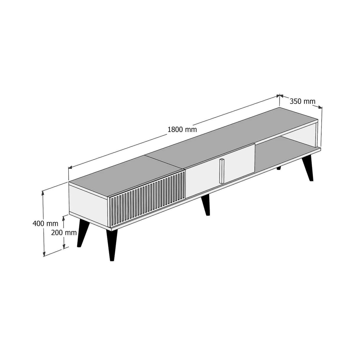 Comoda TV MILAN, nuc, PAL melaminat, 180x35x40 cm