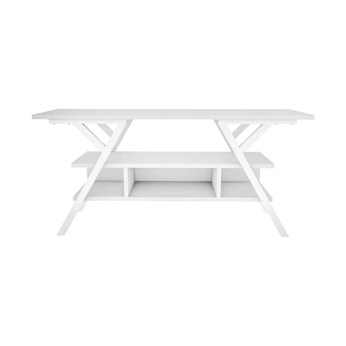 Comoda TV MINERVA, alb, PAL melaminat/metal, 120x35x55 cm