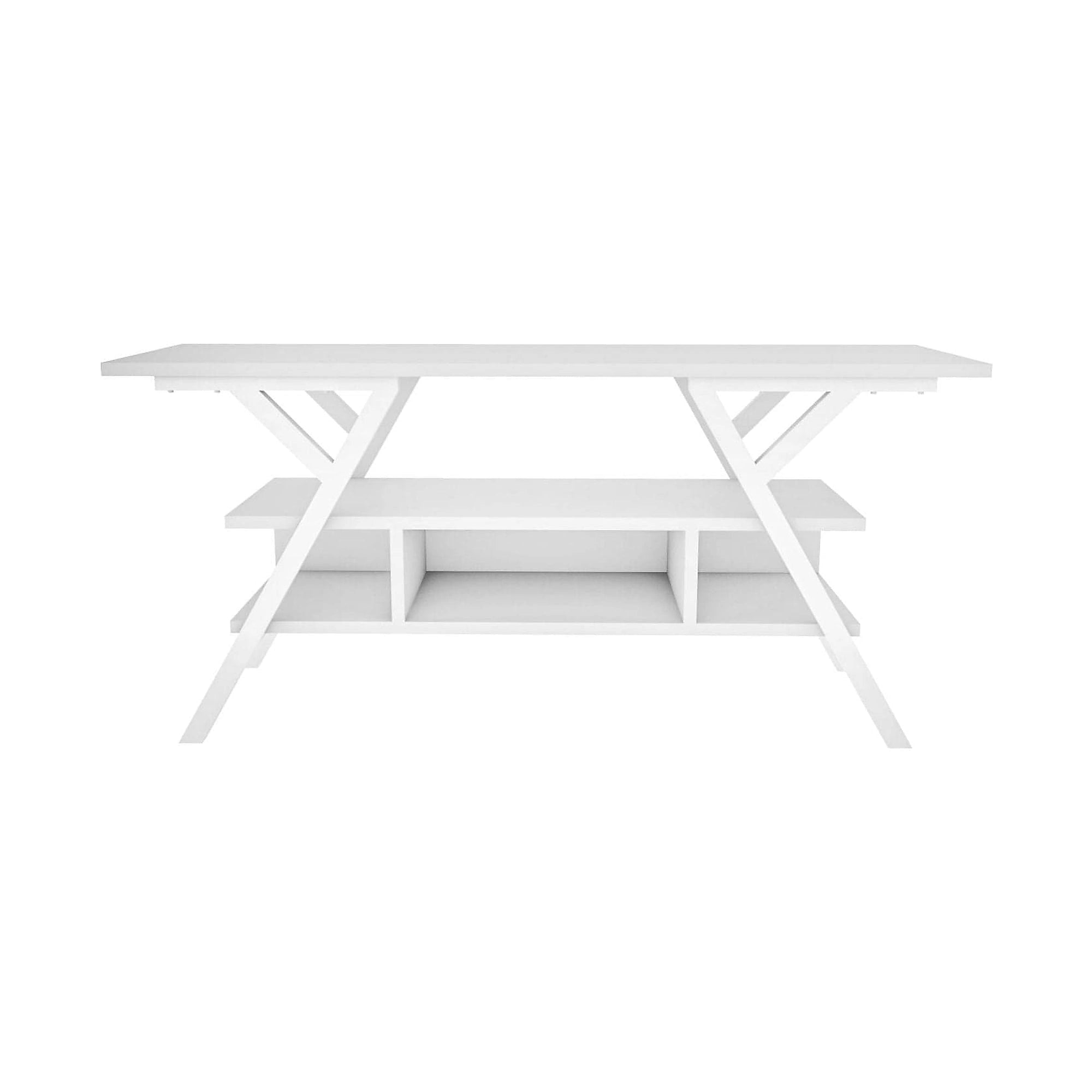 Comoda TV MINERVA, alb, PAL melaminat/metal, 120x35x55 cm