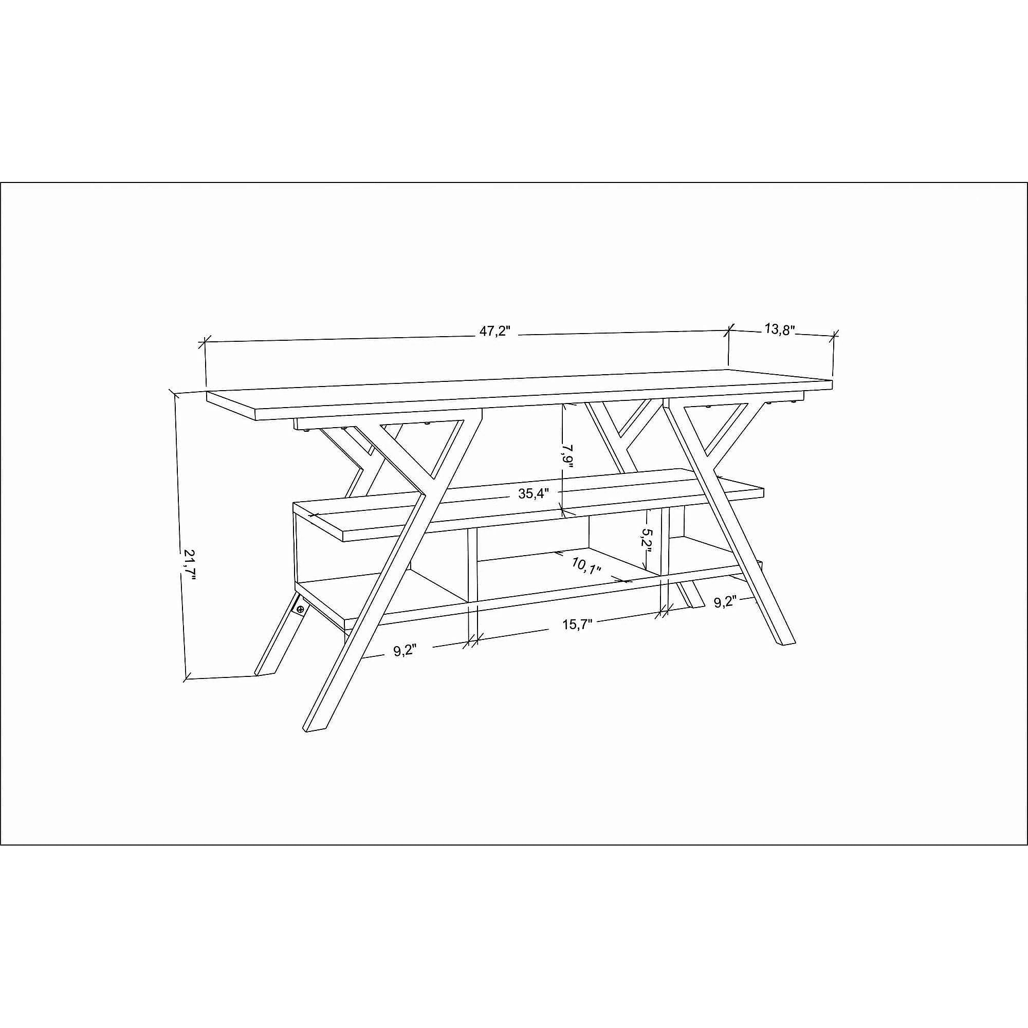 Comoda TV MINERVA, gri antracit/alb, PAL melaminat/metal, 120x35x55 cm