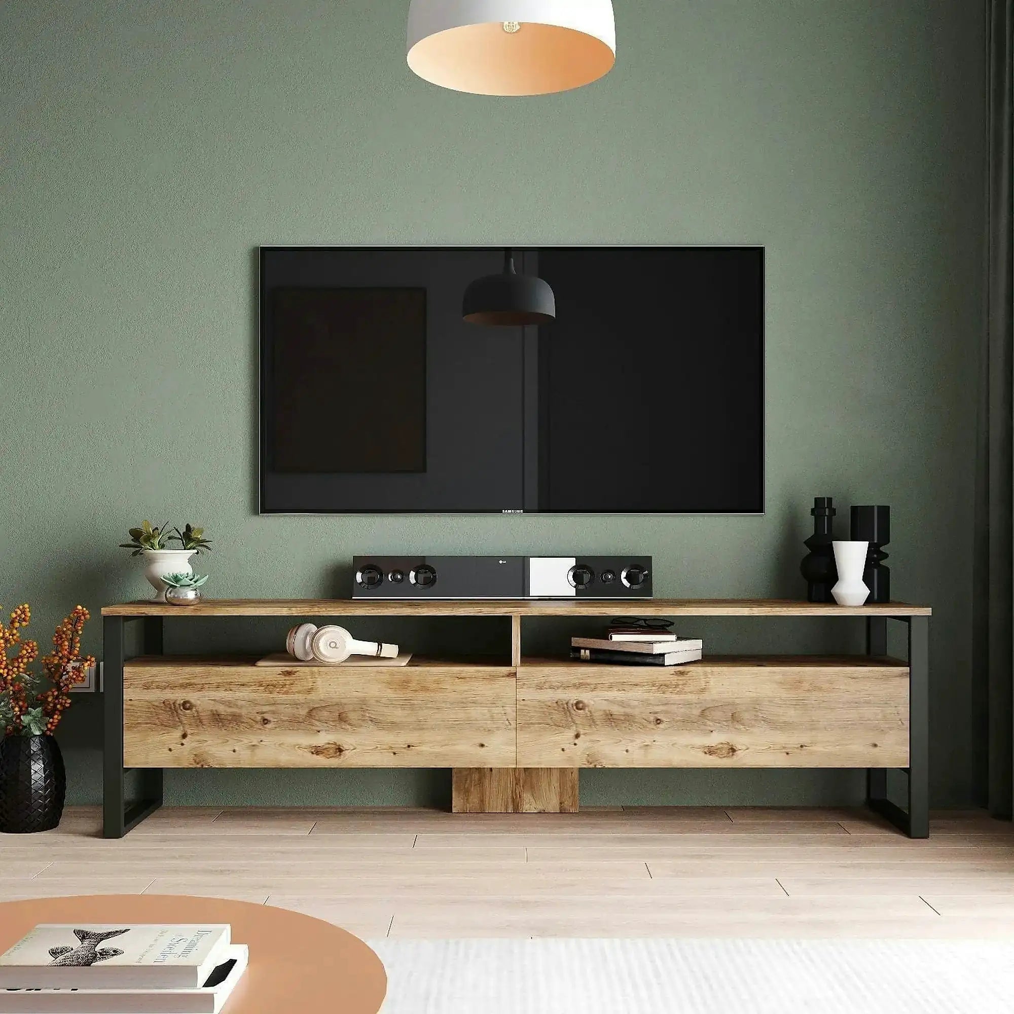 Comoda TV ML19-A, pin atlantic, PAL melaminat/plastic, 180x36x56 cm