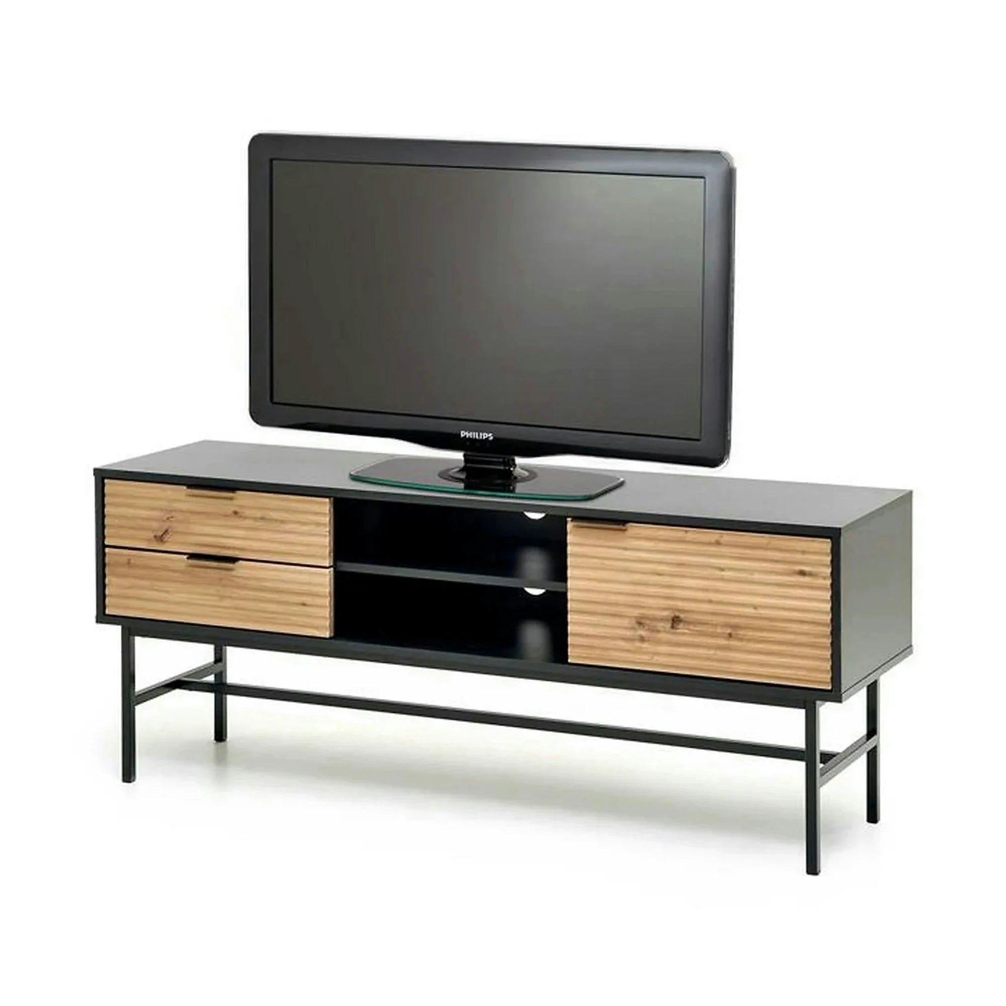 Comoda TV MURANO, stejar artisan/negru, PAL/metal, 150x40x61 cm